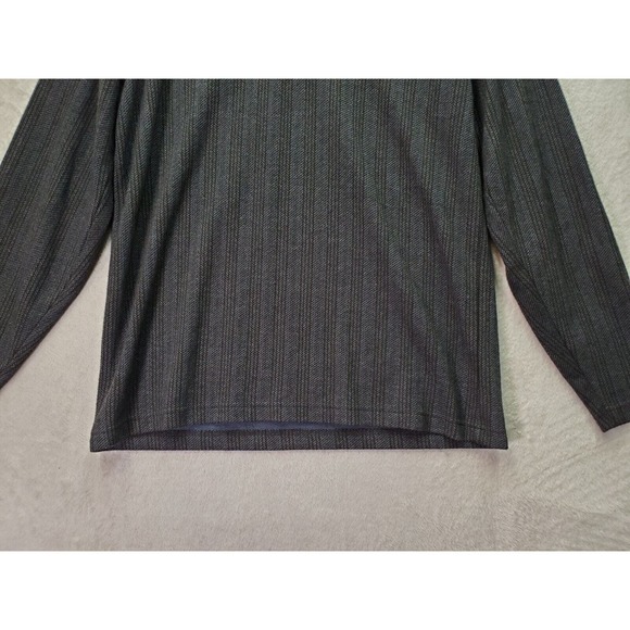 Crazy Horse Sweater Mens Medium Gray Striped Knit Long Casual Sleeve Collared - Picture 3 of 8